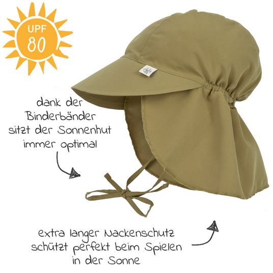Lässig Peaked cap with neck protection SPF Sun Protection Flap Hat - Moss - Size 43/45