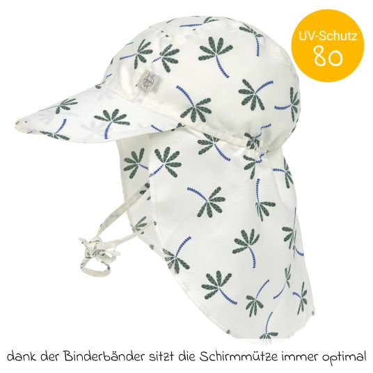 Lässig Schirmmütze mit Nackenschutz LSF Sun Protection Flap Hat - Palms Nature - Gr. 43/45
