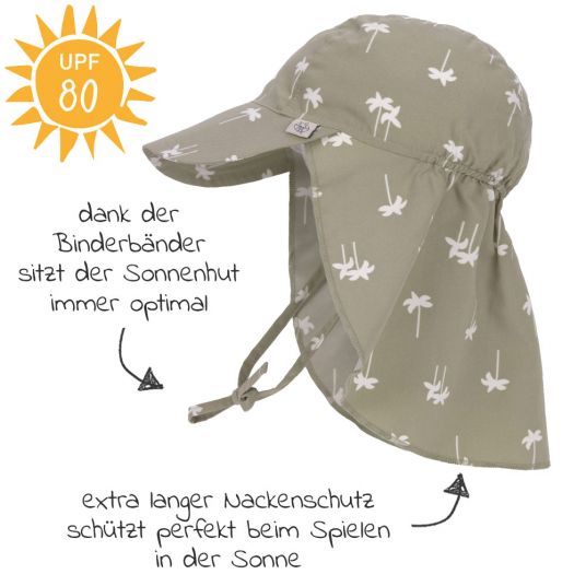 Lässig Schirmmütze mit Nackenschutz LSF Sun Protection Flap Hat - Palms Olive - Gr. 43/45