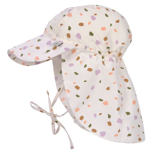 Lässig Schirmmütze mit Nackenschutz LSF Sun Protection Flap Hat - Pebbles - Multicolor / Milky - Gr. 43/45