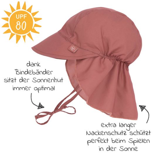 Lässig Peaked cap with neck protection SPF Sun Protection Flap Hat - Rosewood - size 43/45