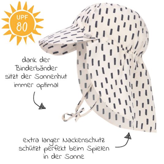 Lässig Schirmmütze mit Nackenschutz LSF Sun Protection Flap Hat - Strokes Offwhite Grey - Gr. 43/45