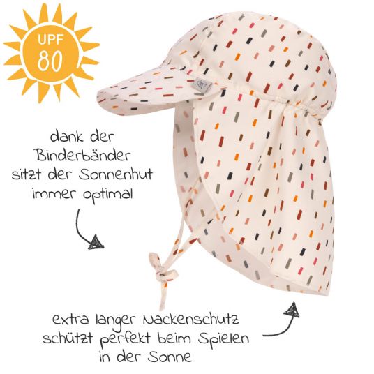Lässig Schirmmütze mit Nackenschutz LSF Sun Protection Flap Hat - Strokes Offwhite Multicolor - Gr. 43/45