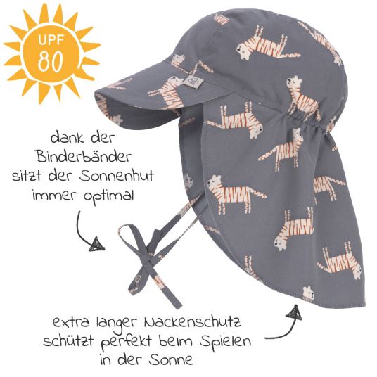 Lässig Schirmmütze mit Nackenschutz LSF Sun Protection Flap Hat - Tiger Grey - Gr. 43/45