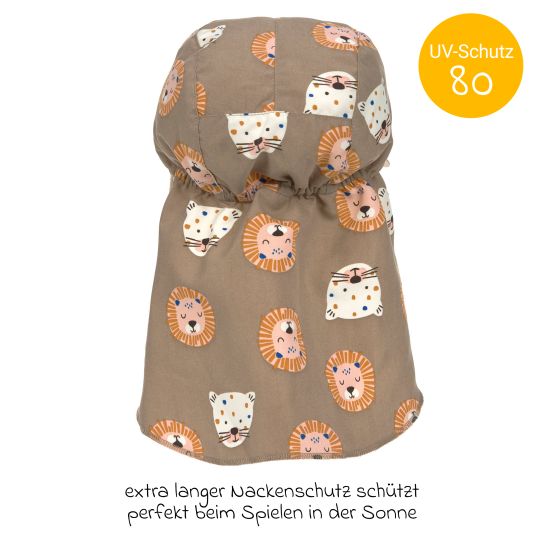 Lässig Schirmmütze mit Nackenschutz LSF Sun Protection Flap Hat - Wild Cats Choco - Gr. 43/45