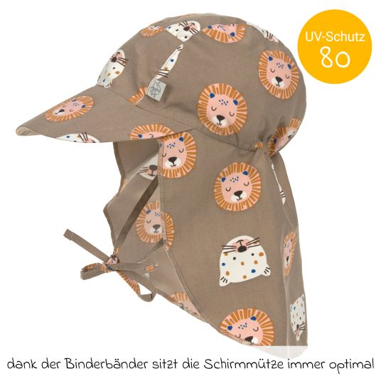 Lässig Schirmmütze mit Nackenschutz LSF Sun Protection Flap Hat - Wild Cats Choco - Gr. 50/51