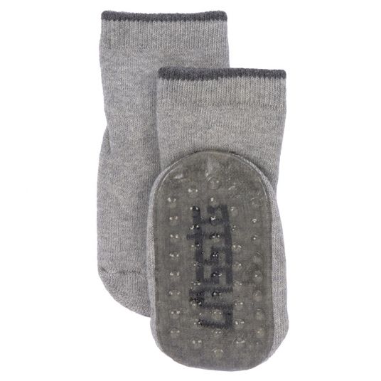 Lässig Socks 2-pack anti-slip organic cotton - Grey Beige - Size 19-22