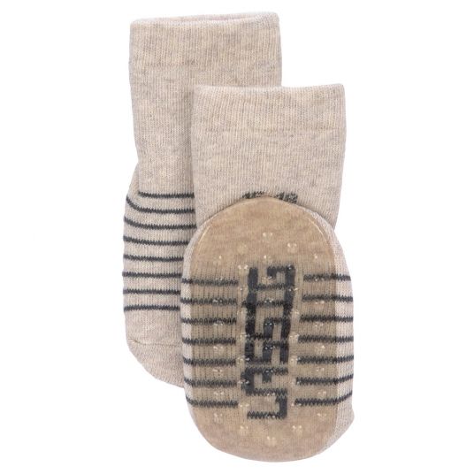 Lässig Socken 2er Pack Anti-Slip aus Bio-Baumwolle - Grey Beige - Gr. 19-22