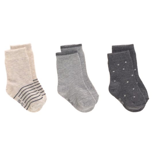 Lässig Socken 3er Pack aus Bio-Baumwolle - Grey - Gr. 12-14