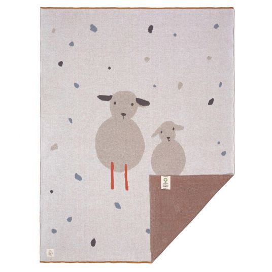 Lässig Strick-Babydecke Knitted Blanket GOTS 75 x 100 cm - Tiny Farmer - Sheep