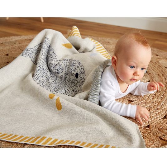 Lässig Organic cotton knitted blanket 75 x 100 cm - Little Water Whale