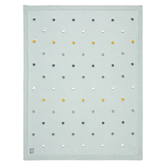 Lässig Strick-Kuscheldecke aus Bio-Baumwolle 80 x 110 cm - Dots - Light Mint