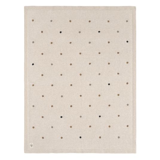 Lässig Strick-Kuscheldecke aus Bio-Baumwolle 80 x 110 cm - Dots - Nature
