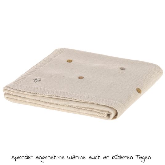 Lässig Knitted blanket made of organic cotton 80 x 110 cm - Dots - Nature