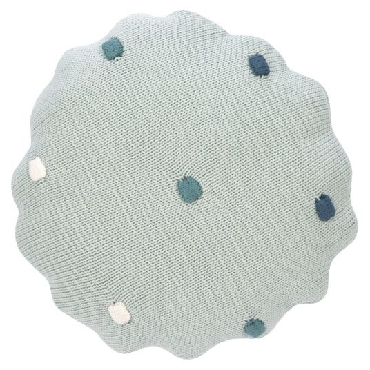 Lässig Knitted cuddly pillow organic cotton 25 x 25 cm - Dots - Light Mint