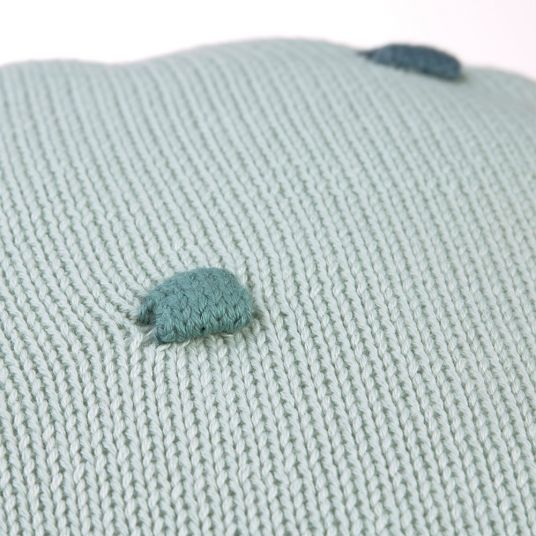 Lässig Knitted cuddly pillow organic cotton 25 x 25 cm - Dots - Light Mint