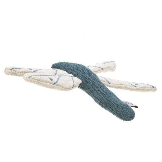 Lässig Strick-Spieltier aus Bio-Baumwolle - mit Rassel & Knisterpapier - Garden Explorer Libelle - Blau