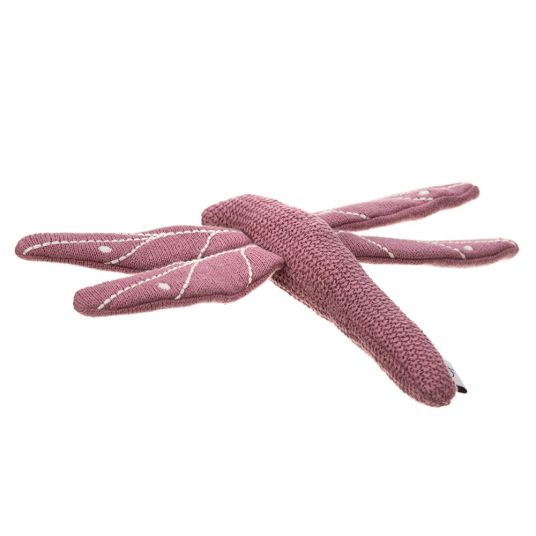 Lässig Strick-Spieltier aus Bio-Baumwolle - mit Rassel & Knisterpapier - Garden Explorer Libelle - Rot