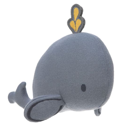 Lässig Organic cotton knitted play animal - with rattle & crackle paper - Little Water Whale
