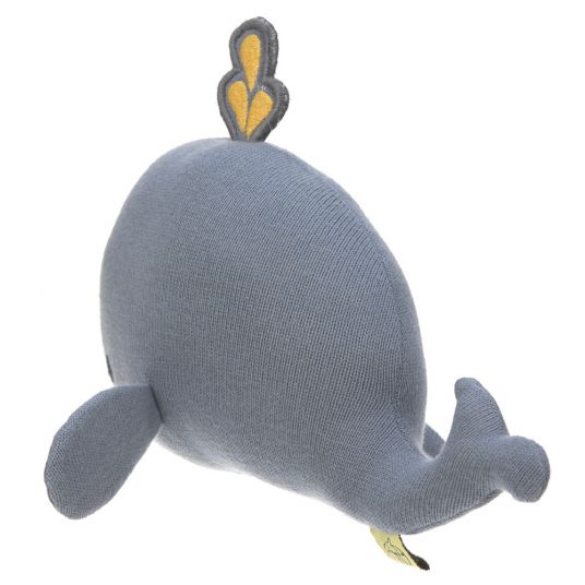 Lässig Organic cotton knitted play animal - with rattle & crackle paper - Little Water Whale