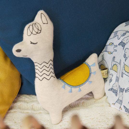 Lässig Animale giocattolo a maglia con sonaglio - Glama Lama - Blu