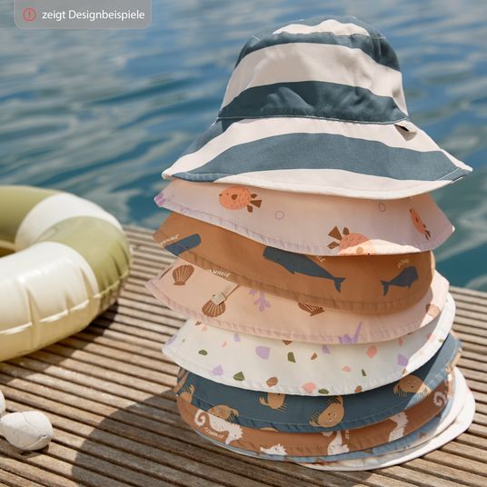 Lässig Cappello a secchiello reversibile con protezione solare SPF - Pebbles - Multicolore / Milky - Taglia 43/45