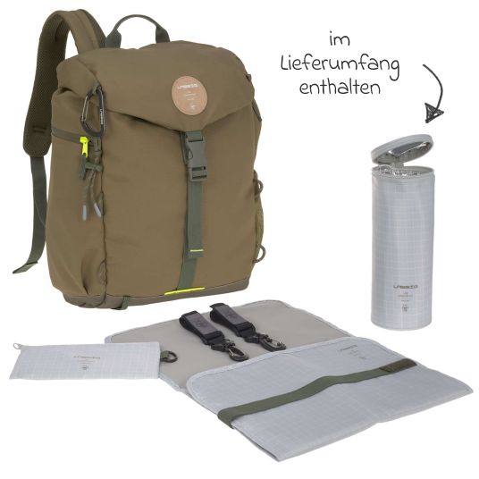 Lässig Wickelrucksack Green Label Outdoor Backpack + GRATIS Still-Schal - Olive