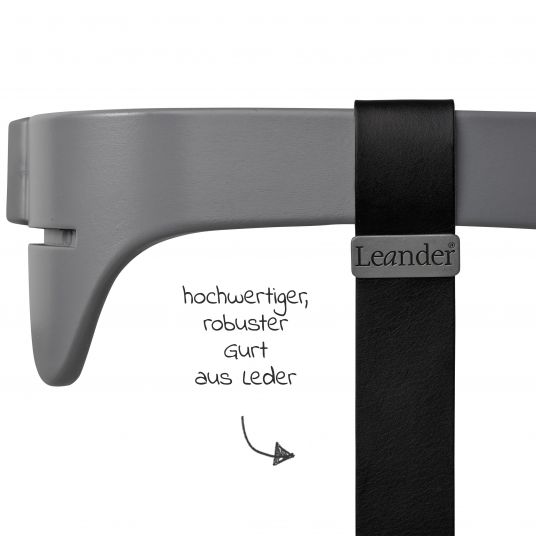 Leander Hochstuhl-Set 6-tlg. Classic inkl. Bügel, Tablett, Ledergurt, Sicherheitsgurt & Sitzkissen - Grau