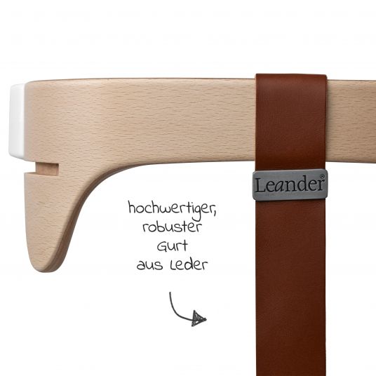 Leander Hochstuhl-Set 6-tlg. Classic inkl. Bügel, Tablett, Ledergurt, Sicherheitsgurt & Sitzkissen - Natur
