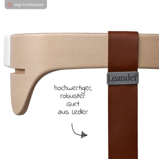 Leander Hochstuhl-Set 6-tlg. Classic inkl. Bügel, Tablett, Ledergurt, Sicherheitsgurt & Sitzkissen - Weiß