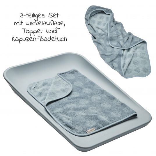 Leander Changing mat & changing pad set Matty wipeable incl. pad topper and hooded bath towel Hoodie - Blueberry