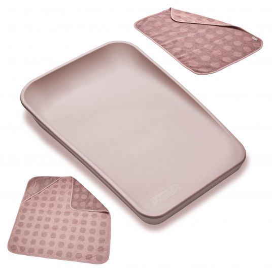 Leander Changing mat & changing pad set Matty wipeable incl. pad topper and hooded bath towel Hoodie - Wood Rose