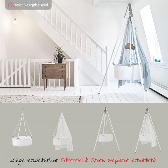Leander Cradle Classic incl. Mattress & Ceiling Hook - White