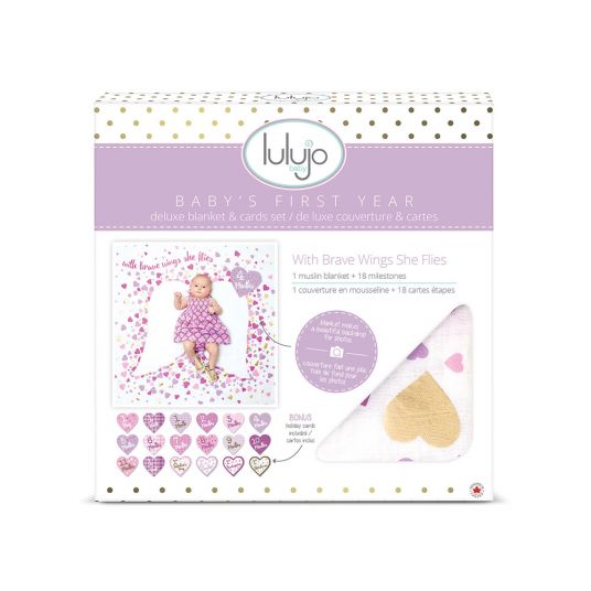 Lulujo Baby milestone blanket incl. card set - Brave Wings
