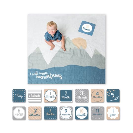 Lulujo Baby milestone blanket incl. card set - I will move mountains