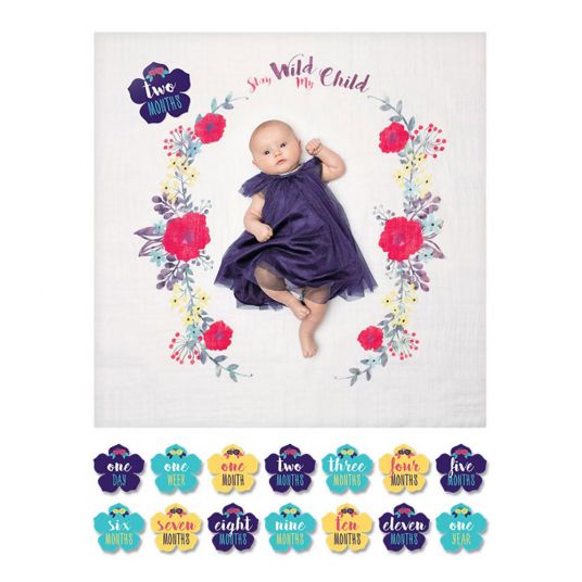 Lulujo Baby-Meilenstein-Decke inkl. Kartenset - Stay Wild My Child