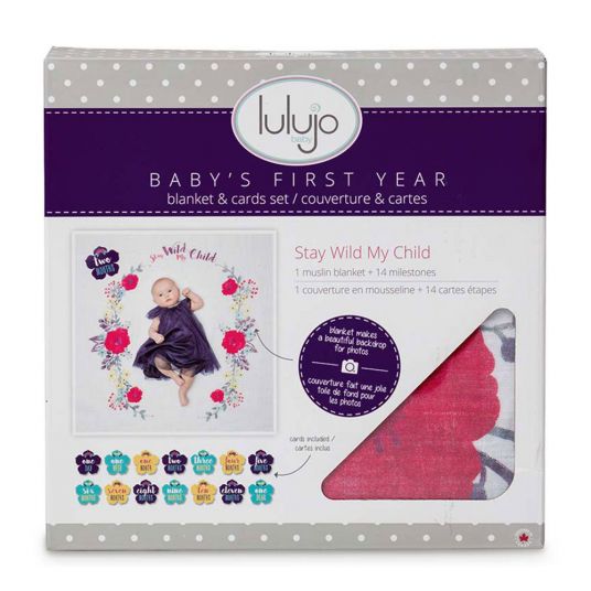 Lulujo Baby milestone blanket incl. card set - Stay Wild My Child
