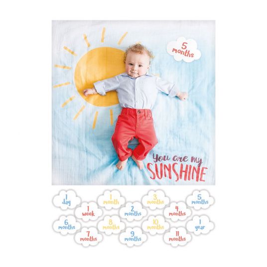 Lulujo Baby-Meilenstein-Decke inkl. Kartenset - You are my sunshine