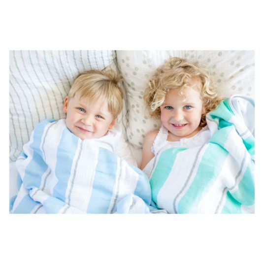 Lulujo Kids blanket cotton - Childhood - Aqua Stripe