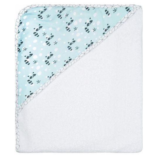 LUMA babycare Hooded bath towel 85 x 75 cm - Racoon Mint