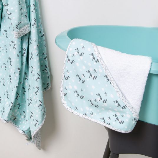 LUMA babycare Hooded bath towel 85 x 75 cm - Racoon Mint
