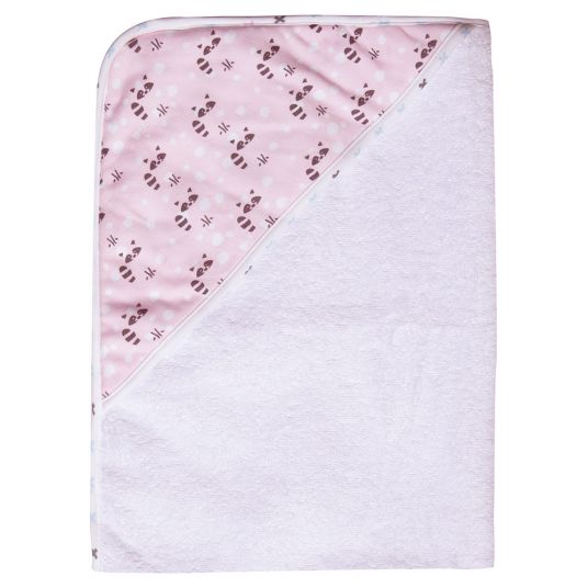 LUMA babycare Hooded bath towel 85 x 75 cm - Racoon Pink