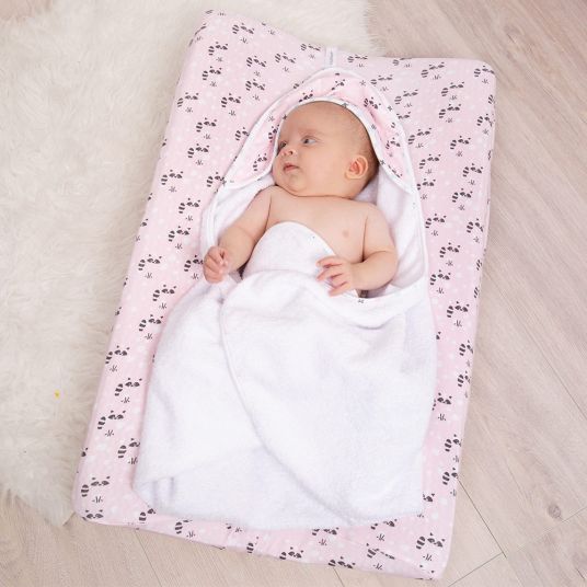 LUMA babycare Asciugamano con cappuccio 85 x 75 cm - Rosa Racoon