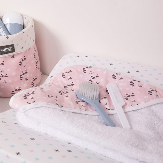 LUMA babycare Asciugamano con cappuccio 85 x 75 cm - Rosa Racoon
