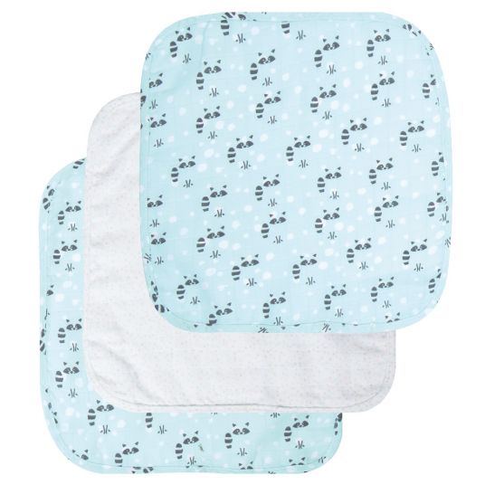 LUMA babycare Care cloth 3 pack muslin 32 x 32 cm - Racoon Mint