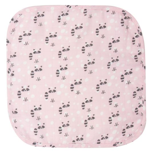 LUMA babycare Pflegetuch 3er Pack Musselin 32 x 32 cm - Racoon Pink