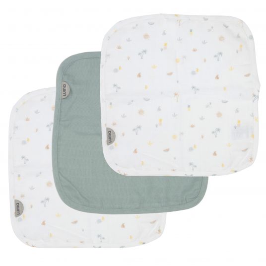 LUMA babycare Set di 3 panni per l'allattamento in mussola 32 x 32 cm - Isola tropicale