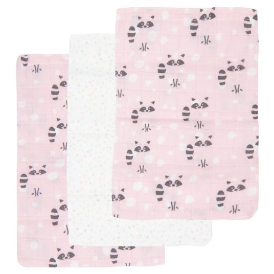 LUMA babycare Washing Glove 3 Pack Muslin - Racoon Pink
