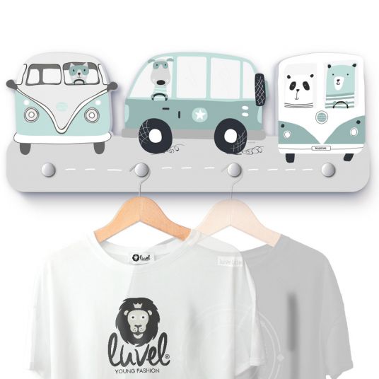 Luvel Children wardrobe - Dreamcars - Mint green / White