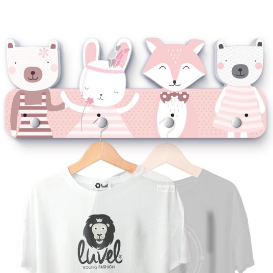 Luvel Children wardrobe - animal heads - Pink / White